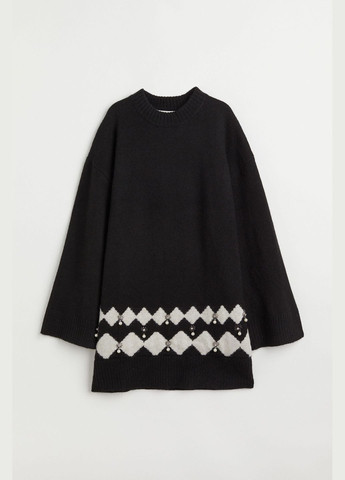 Чорна кежуал сукня у складі з альпакою H&M однотонна