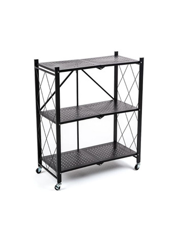 Стеллаж мобильный трехъярусный универсальный раскладной из нержавеющей стали черный 89*72*34см SW-00002097 SW-00002097 Sticker Wall (317253621)