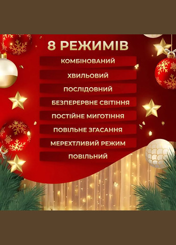 Гірлянда-штора Роса 200 LED розмір 3*2 м, жовтий GarlandoPro (328441053)