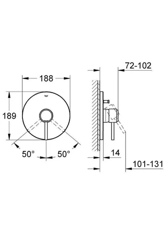 Змішувач прихованого монтажу ATRIO, хром, латунь Grohe (401624613)