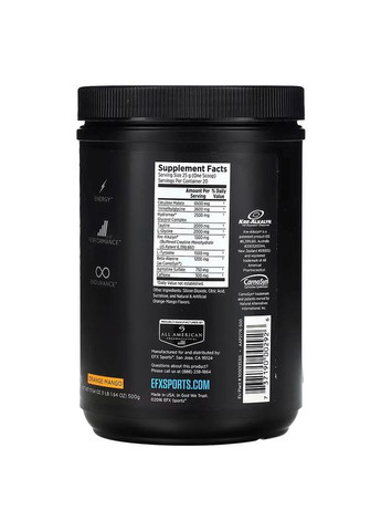 Передтренувальний комплекс Training Ground PRE 500 г, Orange Mango EFX Sports (331623517)