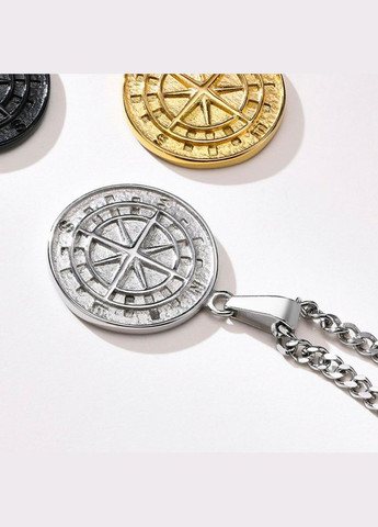 Мужская серебряная металлическая подвеска, цепочка с кулоном Компас No Brand (328251218)