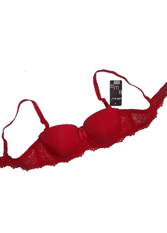 Червоний балконет бюстгальтер анжеліка з пуш-ап гладка чашка червоний Biweier з кісточками