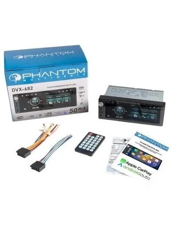 Автомагнітола DVX-682, 1 Din, Bluetooth, USB-А/USB-С, AUX, AV IN, 2хV-OUT, сенсорний дисплей 6.86"" (1280 x 480), 4x50 Вт, Phantom (395337462)