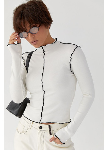 Жіночий лонгслів у рубчик з контрастними швами назовні Lurex (363555356)