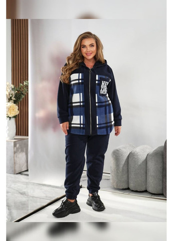 Тёмно-синий женский костюм батал флис тёплый демисезон Boni Спортивний костюм (361055524)