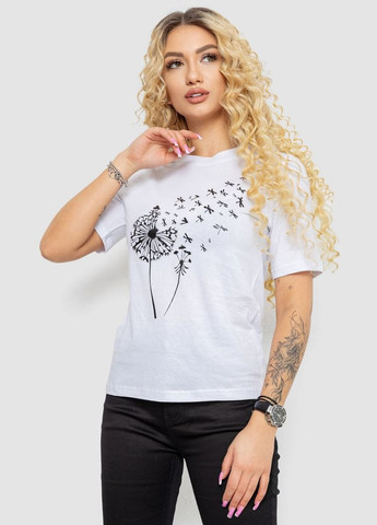 Жіноча футболка з принтом, колір білий, Ager - (317225287)