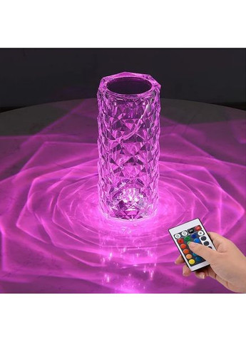 Настільна акумуляторна лампа - нічник RGB кришталева з пультом керування на 16 кольорів та режимами яскравості No Brand (361669567)