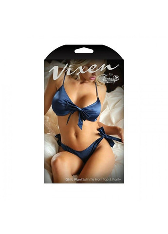 Синий эротический комплект с бантами one size синий Vixen