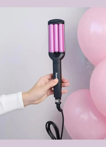 Керамическая тройная плойка для создания волн 45 Вт розовая (2390000000) Kemei JFQ-KM-2022 (340114287)