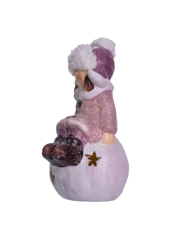 Декоративная фигурка с подсветкой Девочка на снежном шаре фарфоровая 7*7*16 см Yiwu (377753140)