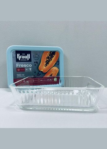 Контейнер стеклянный прямоугольный с пластиковой крышкой 1550 мл Fresco 29-298-056 Krauff (340458523)