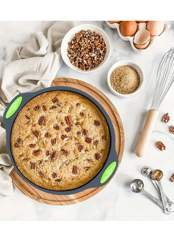 Силіконова форма для пирогів та тортів кругла з ручками 22см SAM-00287 сіра No Brand (349824803)