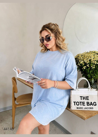 Голубое повседневный платье с вываренным эффектом Liton