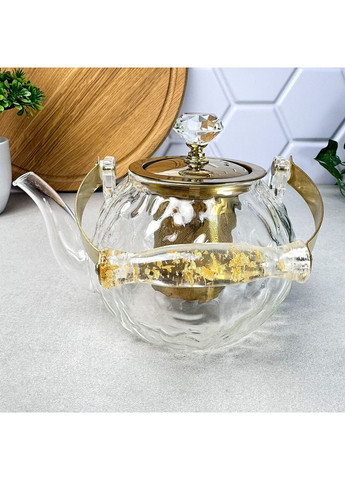 Скляний чайник для плити 1 л Masala Золото No Brand (315436514)