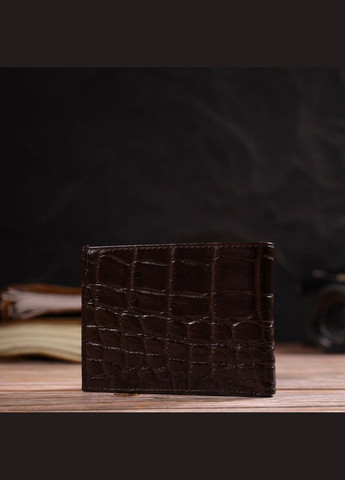 Фактурний чоловічий гаманець для грошей з натуральної шкіри з тисненням під крокодила 21943 Canpellini (331908138)