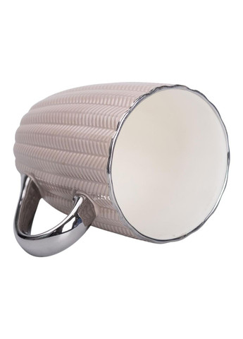 Чашка фарфоровая 400 (мл) с серебристым ободком и ручкой для чая, кофе Кремовая RX-N231315CO No Brand (353503437)