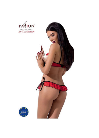 Красный демисезонный комплект белья cherry set openbra red - exclusive: открытый лиф, трусики-юбка - cherrylove Passion