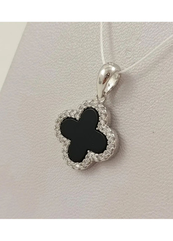 Срібна підвіска "Клевер" з оніксом і цирконієм (Арт.32811487034) No Brand Підвіска (368294818)