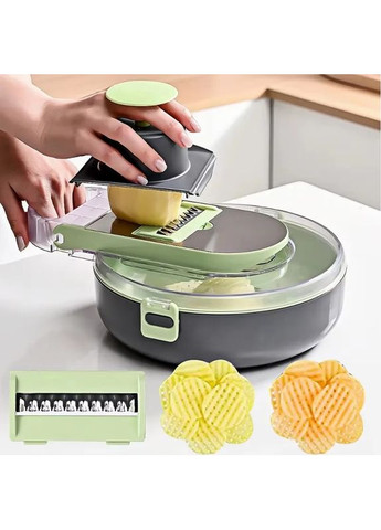 Багатофункціональна терка-овочерізка 9 в 1 універсальна терка для овочів ручний подрібнювач (VC91-G) No Brand (360867120)