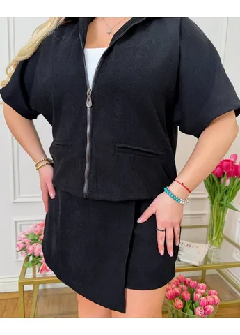 Женский костюм из микровельвета Sa310 шоколадного цвета 00688 No Brand (399866970)