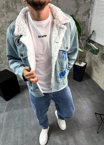 Джинсовая куртка утеплённая с принтом No Brand (356764862)