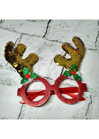 Очки карнавальные новогодний аксессуар Олень 13х6 см Золотые No Brand (368774714)