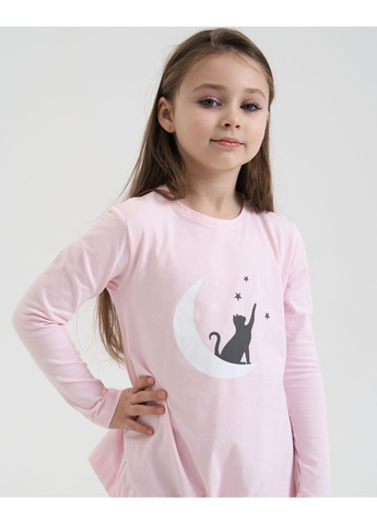 Світло-рожева піжама на дівчинку підлітка кіт та зірки Nicoletta