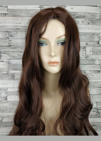 Парик женский длинный волнистый коричневый шоколадный каштановый с пробором без челки 70см No Brand 3628 (321967441)