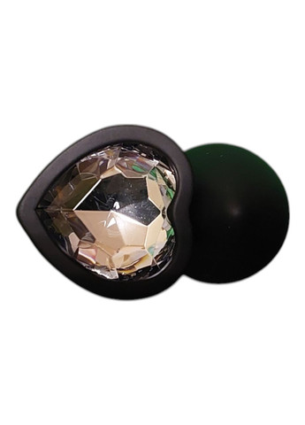 Анальная пробка сердце силиконовая с прозрачным камнем Black Anal Plug Heart Черного цвета Размер S China (317747589)