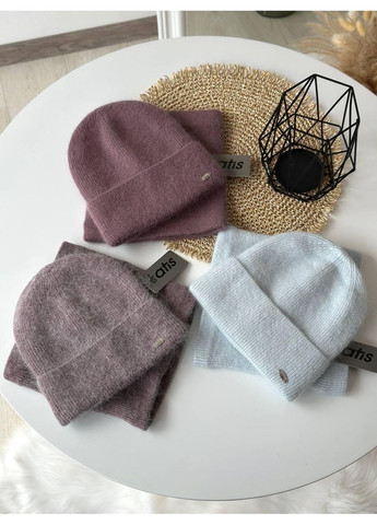 Комплект ангоры, шапка с бафом. Женский теплый зимний комплект шапка с бафом с флисовой подкладкой. Atis (362146287)