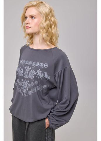 Серый демисезонный свитер мирослава, l, серый, набивка платиновая, Зерно