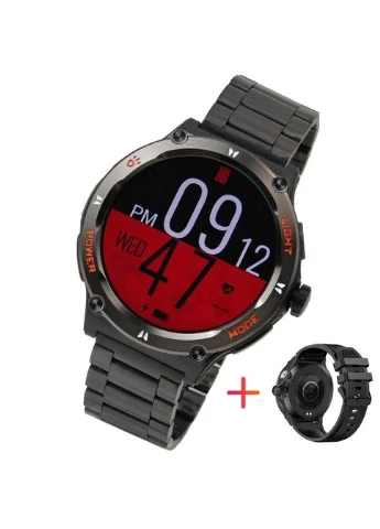 Смарт-годинник Smart Advanture Steel Black OLED 360x360 мм Полікарбонат Чорний No Brand (401961880)