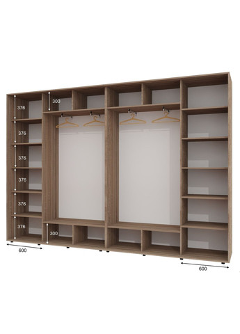 Шафа-купе чотиридверна 330*45*250 см Дуб Сонома трюфель 4 двері Дзеркало ШК-02 Алекса (360477694)