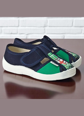 Синие тапочки ортопедические для мальчика на липучке валди Waldi