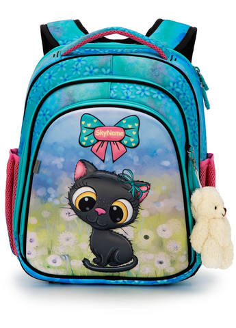 Шкільний рюкзак (ранець) бірюзовий для дівчинки /SkyName з Котиком 36х30х16 см для початкової школи (5023) Winner (293815066)