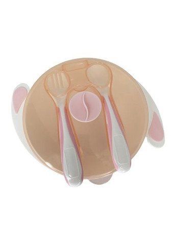 Тарілка на присосці з ложкою та виделкою MGZ-0109(Peach) 350 мл Megazayka (367964902)