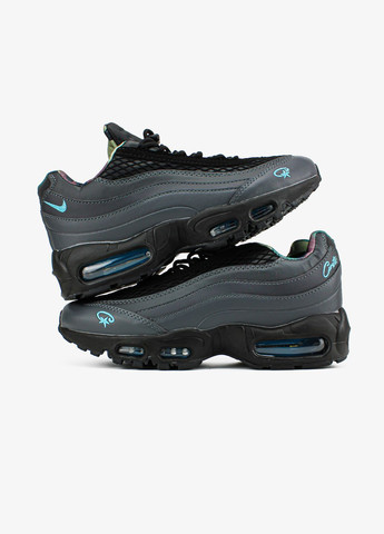 Сірі всесезон кросівки чоловічі nike air max 95 sp corteiz aegean storm gray black | найк аір макс 95 сп сірі чорні No Brand