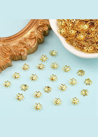 Капелюшки для намистин Обіймач для намистин квітка з отворами Золотистий 6 мм YW0001-70G Finding (328942864)