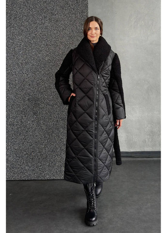 Чорне демісезонне Пальто зі штучним хутром, колір Чорний Nenka