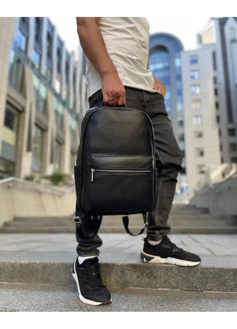 Мужской кожаный городской рюкзак для ноутбука и документов черный 81809 Tiding Bag (332054089)