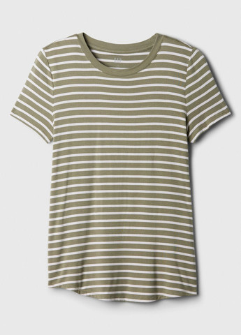 Женская футболка Luxe Stripe Crewneck Зеленая полоска/Green stripe Gap - (315396911)