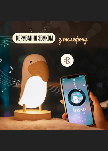 Нічник настільний з колонкою "Тукан" LJC-162, білий Losso (327041742)