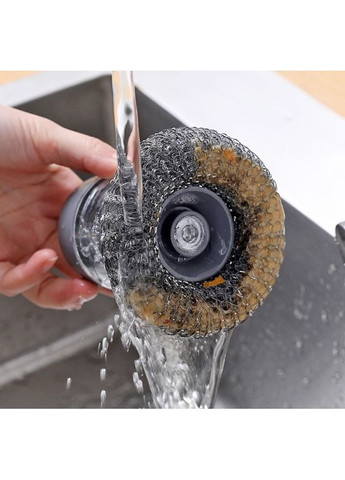 Щетка металлическая с дозатором моющего средства Губка для мытья посуды 10 х 9 см No Brand (315632984)