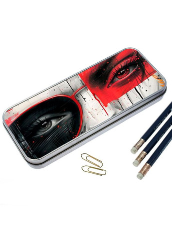 Органайзер для канцелярського приладдя металевий,кейс для дрібниць очі дівчини 7*18 см Silver No Brand (309160723)