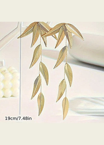 Сережки довгі Золоті листя верби No Brand (341320129)