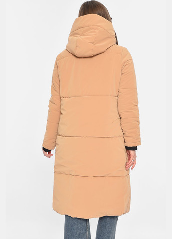 Бежевая демисезонная куртка женская удлиненная демисезонная коричневого цвета Let's Shop