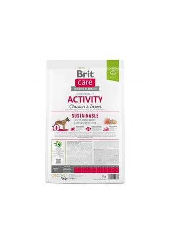 Сухой корм Dog Sustainable Activity для собак с повышенной активностью, с курицей и насекомыми, 3 кг Brit Care (322874669)