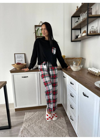 Чорна всесезон піжама жіноча - домашній костюм кофта + брюки No Brand