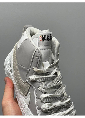 КРОСІВКИ ЖІНОЧІ NIKE BLAZER MID X SACAI GREY WHITE V2 НАЙК БЛЕЙЗЕР No Brand сірі демісезони (368859541)